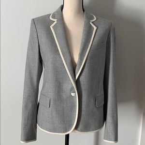 Theory light gray blazer with off white trimming